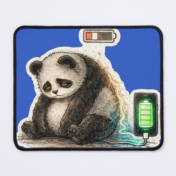 Item preview, Panda Battery Low Sticker – Modern Life Burnout Animal Art designed and sold by Felixuss.