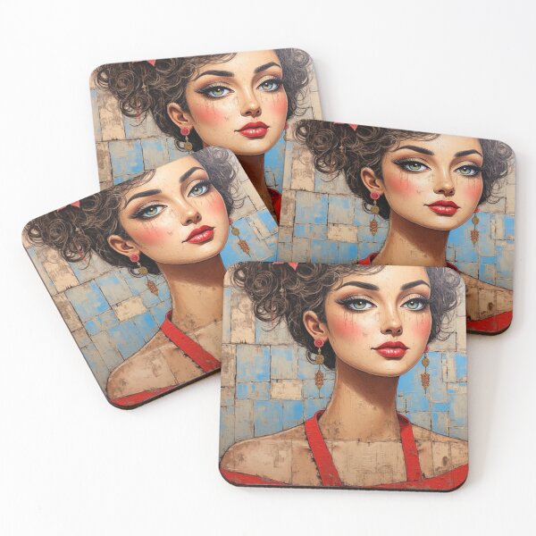 Item preview, Crimson Glance Woman Portrait Art designed and sold by blush-horizon.