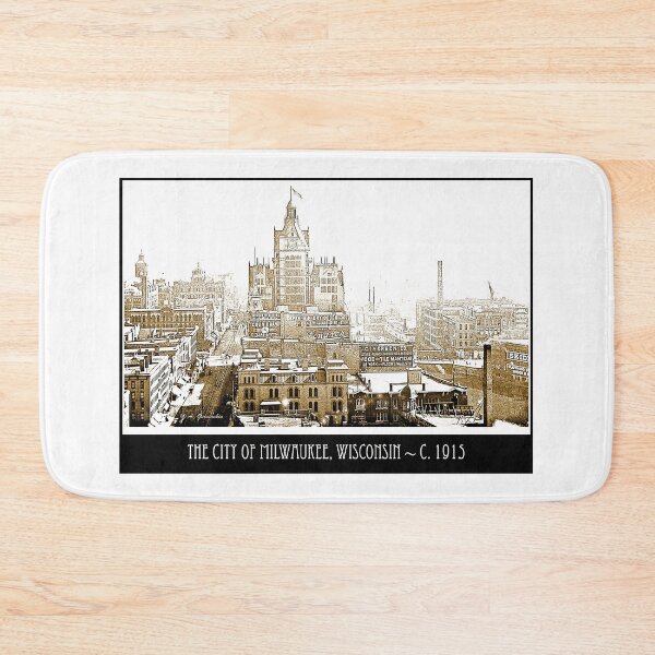 Item preview, Milwaukee, Wisconsin, Skyline, c. 1915, Vintage Digital Illustration designed and sold by AMacGPhilly.