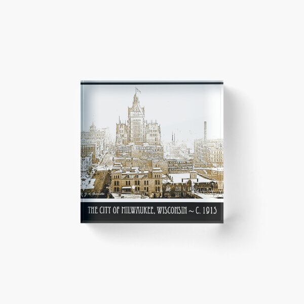 Item preview, Milwaukee, Wisconsin, Skyline, c. 1915, Vintage Digital Illustration designed and sold by AMacGPhilly.