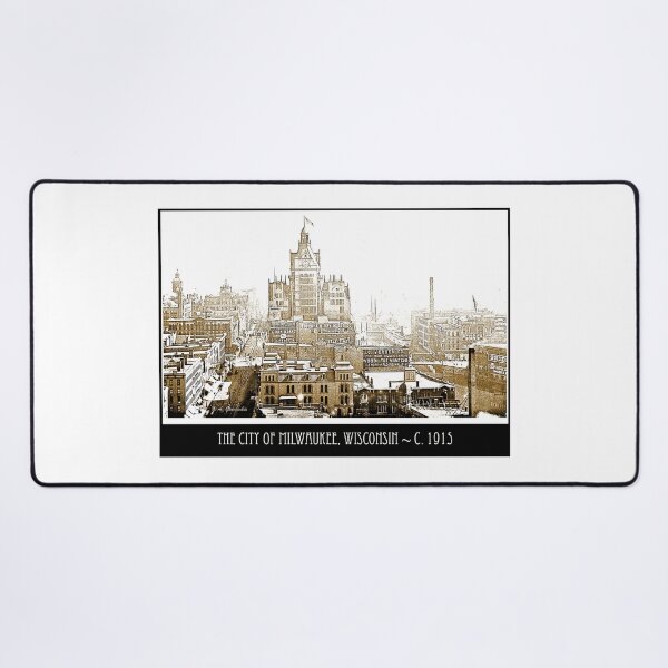 Item preview, Milwaukee, Wisconsin, Skyline, c. 1915, Vintage Digital Illustration designed and sold by AMacGPhilly.