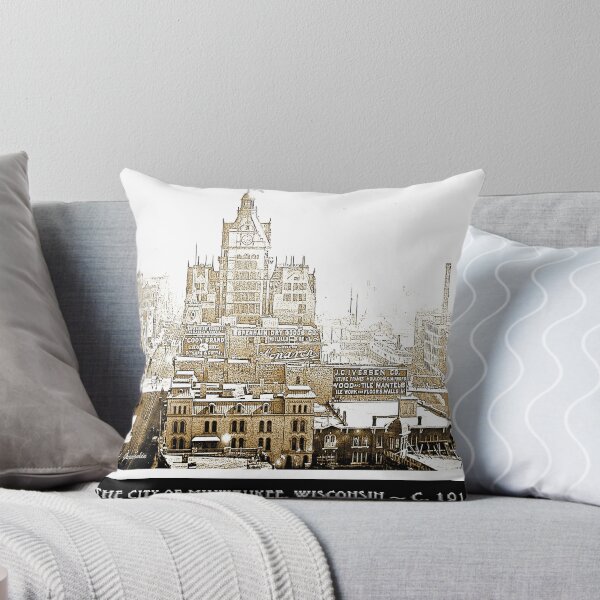 Item preview, Milwaukee, Wisconsin, Skyline, c. 1915, Vintage Digital Illustration designed and sold by AMacGPhilly.