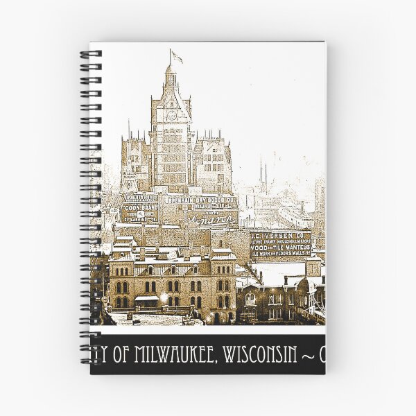 Item preview, Milwaukee, Wisconsin, Skyline, c. 1915, Vintage Digital Illustration designed and sold by AMacGPhilly.