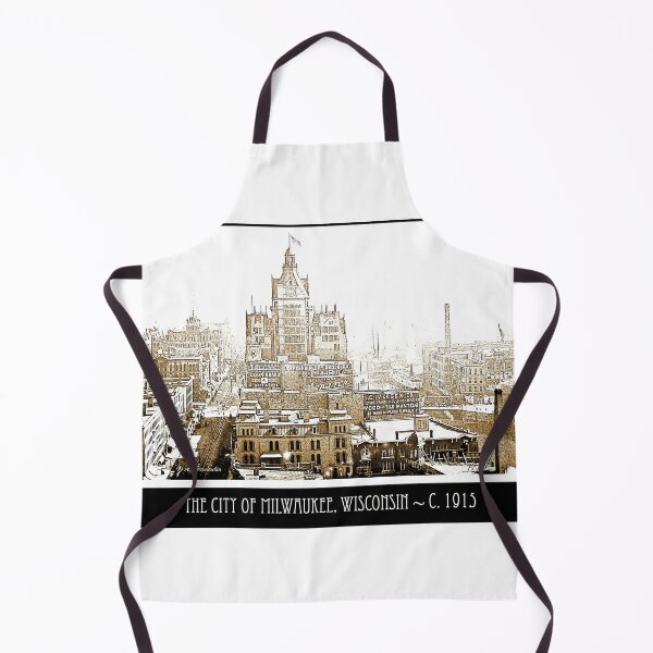 Item preview, Milwaukee, Wisconsin, Skyline, c. 1915, Vintage Digital Illustration designed and sold by AMacGPhilly.