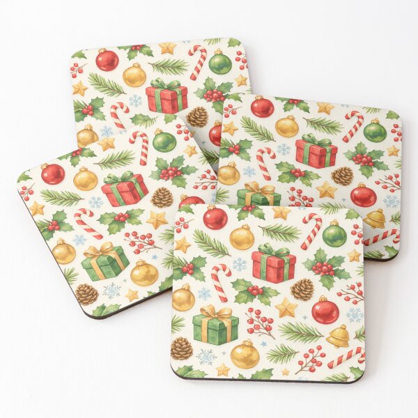 Item preview, Christmas Pattern - Festive Holiday Ornaments designed and sold by Myra365Art.