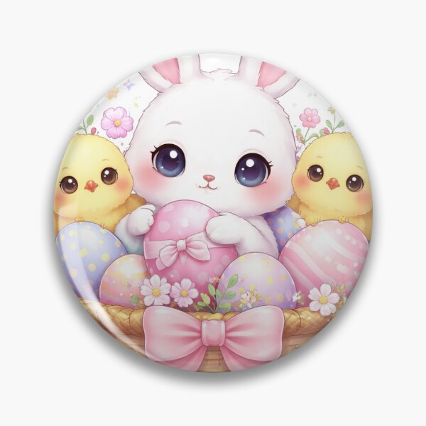 Item preview, Cute Easter Bunny with Chicks in Basket – Kawaii Spring Pastel Eggs Design designed and sold by Shaunasj.
