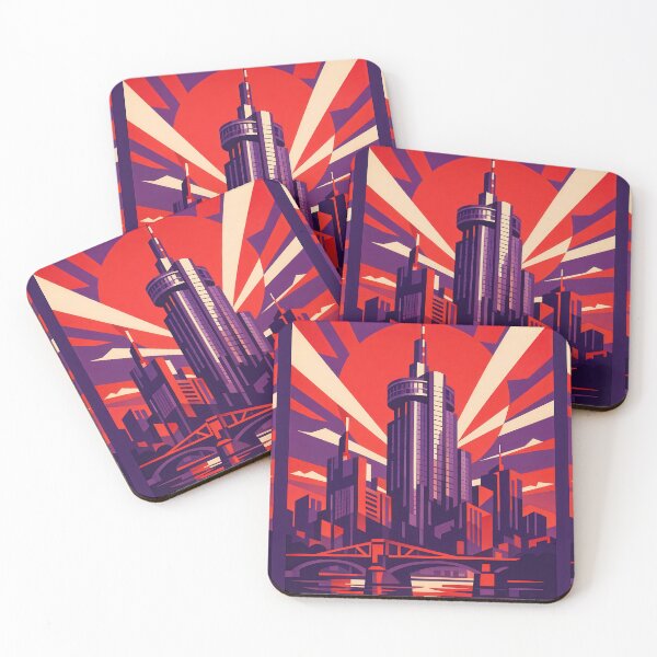 Item preview, Main Tower Frankfurt Art Deco Travel Poster designed and sold by Earth Celebration Designs.