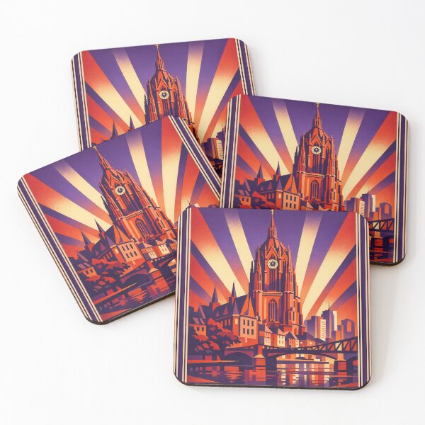 Item preview, Frankfurt Cathedral St. Bartholomew Art Deco Travel Poster designed and sold by Earth Celebration Designs.