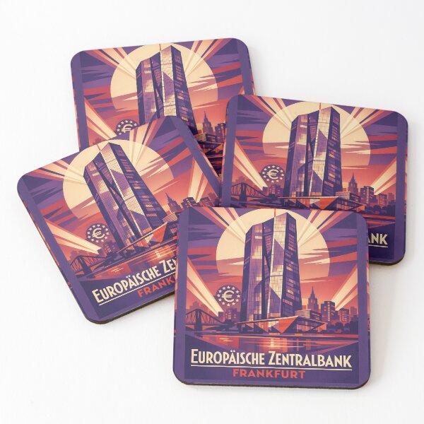 Item preview, European Central Bank Frankfurt Art Deco Travel Poster designed and sold by Earth Celebration Designs.