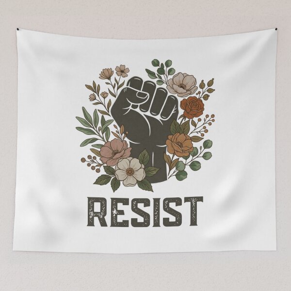 Item preview, Floral Resist Raised Fist Empowerment Design designed and sold by blackBubble1.
