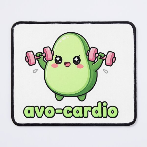 Item preview, Fitness Avocado “Avo-Cardio” – Kawaii and Fun Sport Humor Sticker designed and sold by ShowOwnCreate.