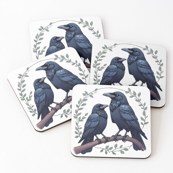 Item preview, Mystical Raven Pair – Dark Nature Gothic Illustration designed and sold by Karolina’s Cozy Creations.