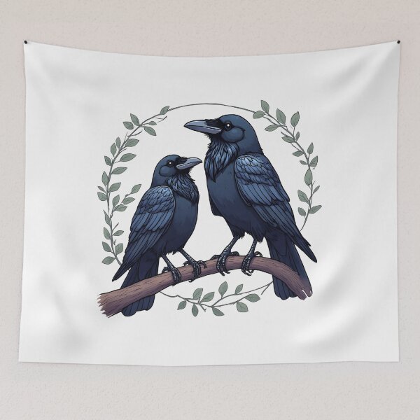 Item preview, Mystical Raven Pair – Dark Nature Gothic Illustration designed and sold by Karolina’s Cozy Creations.