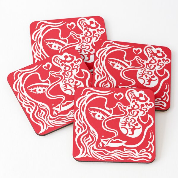 Item preview, Abstract Woman Line Art – Passionate Guarded Red White 7 designed and sold by Angela Abstract Art .