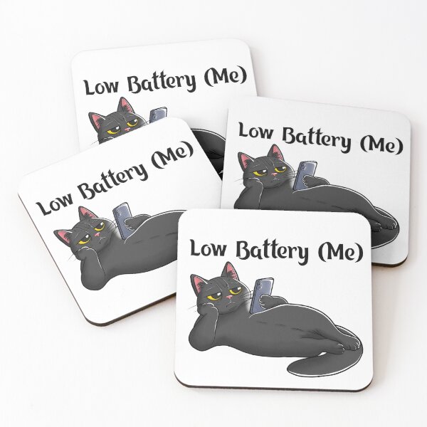 Item preview, Low Battery Me Funny Black Cat - Lazy Social Battery Meme designed and sold by BlackCat Vibe.