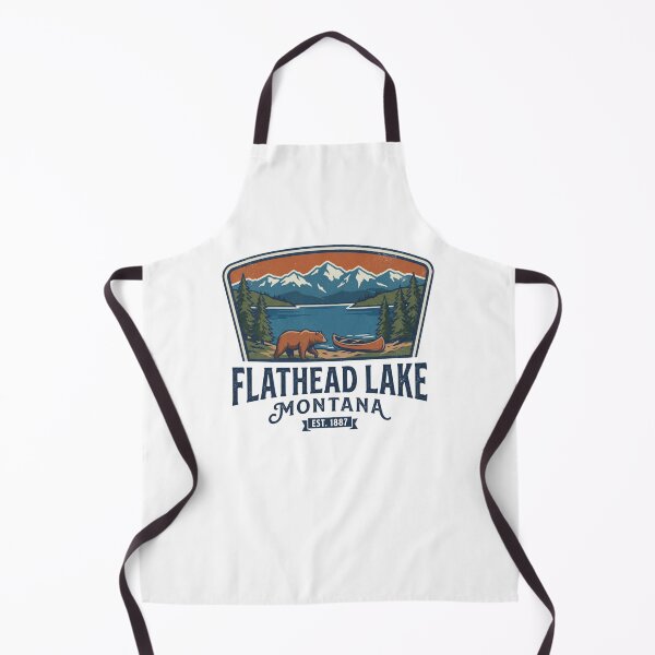 Item preview, Flathead Lake Montana Vintage Bear Canoe Mountain Lake Retro National Park Style designed and sold by Milasneeze.