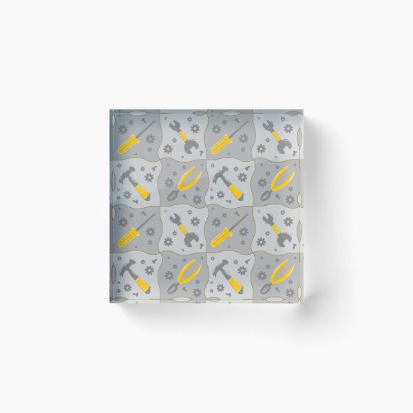 Item preview, Checkerboard grey builder tools toolbox construction repeat seamless pattern designed and sold by ButterflyKissCollab.