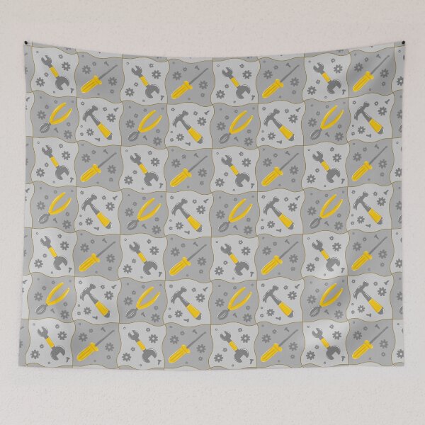 Item preview, Checkerboard grey builder tools toolbox construction repeat seamless pattern designed and sold by TipsyTauroDesigns.