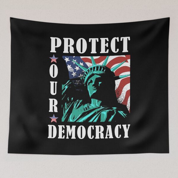 Item preview, Protect Our Democracy Statue of Liberty 4th of July Anti Facism Anti Trump designed and sold by Dmetalx Art Apparel.