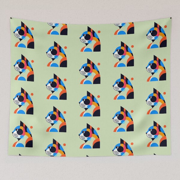 Item preview, Geometric Cat – Abstract Colorful Design designed and sold by Dogandesighn.