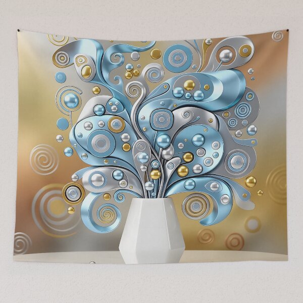 Item preview, Gustav Klimt Blue Flowers designed and sold by Vicky Brago-Mitchell®.