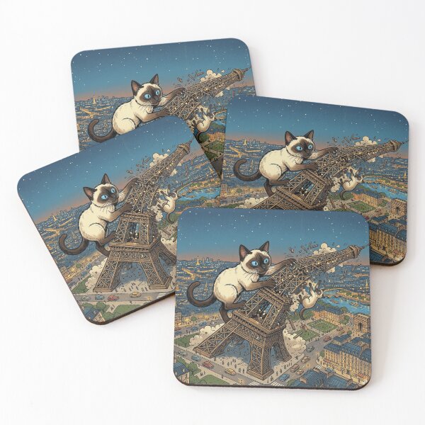 Item preview, Kaiju Cat Destroying the Eiffel Tower in Paris – Funny Cat Sticker & T-Shirt designed and sold by The Cat-astrophic Corporation.