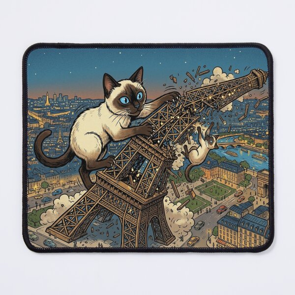 Item preview, Kaiju Cat Destroying the Eiffel Tower in Paris – Funny Cat Sticker & T-Shirt designed and sold by The Cat-astrophic Corporation.
