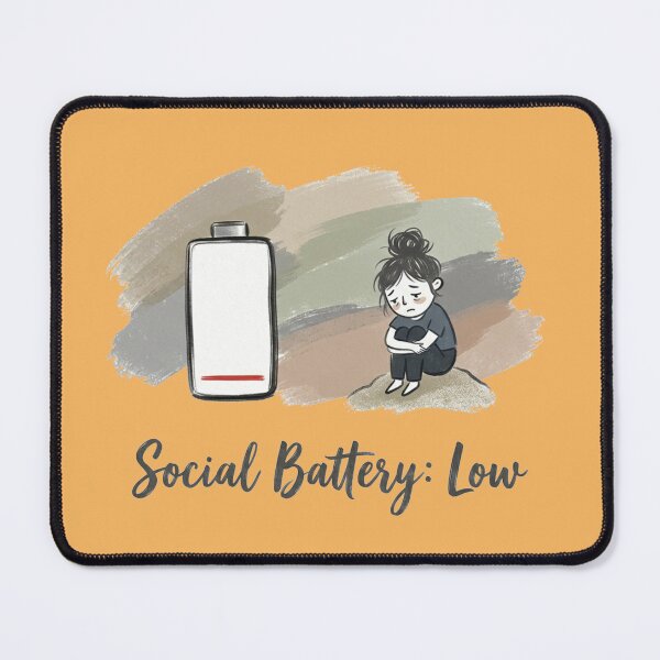 Item preview, Social Battery Low Introvert Illustration designed and sold by Quiet Mode Studio.