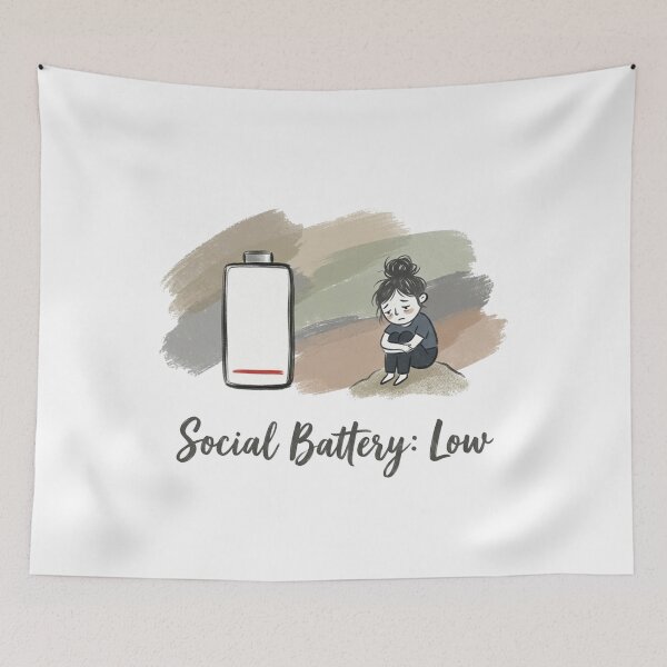 Item preview, Social Battery Low Introvert Illustration designed and sold by Quiet Mode Studio.