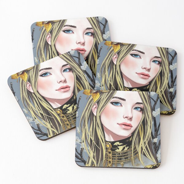 Item preview, Golden Bloom Woman Portrait Art designed and sold by blush-horizon.