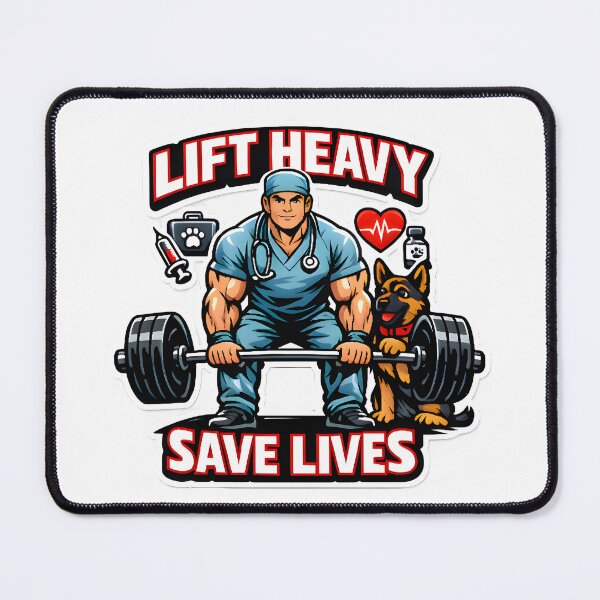 Item preview, Lift Heavy Save Lives Veterinary Gym Design | Vet Fitness Dog Spotter Shirt designed and sold by Bettybee00.