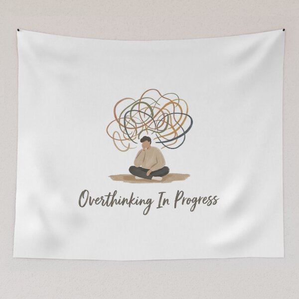 Item preview, Overthinking In Progress Introvert Design designed and sold by Quiet Mode Studio.