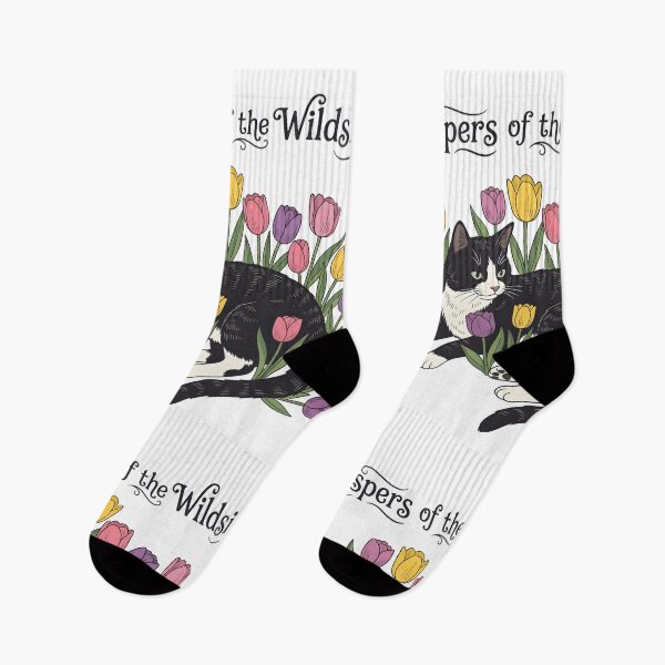 Item preview, Boho Tuxedo Cat in Tulips designed and sold by The Grumpy Pet Club.