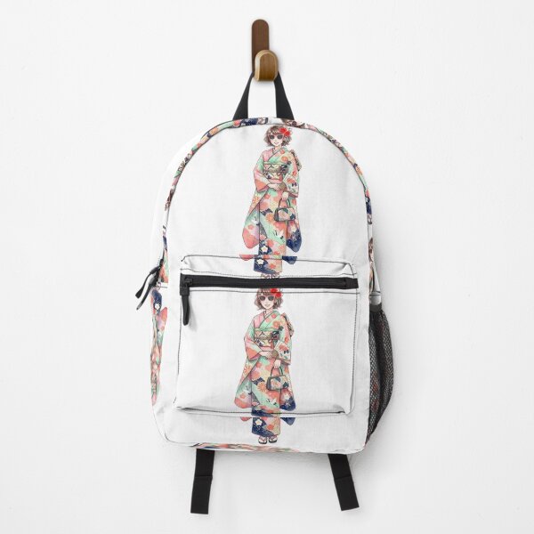 Item preview, Stylish young Japanese woman: retro sunglasses and a colorful furisode-style crane print kimono to celebrate 20 years. designed and sold by VibranPalette.