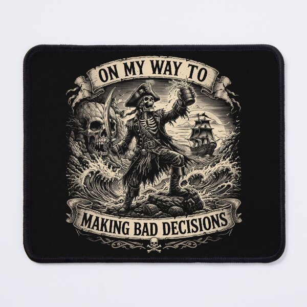Item preview, On My Way to Making Bad Decisions Skull Pirate Vintage Style designed and sold by Kladhadredo.