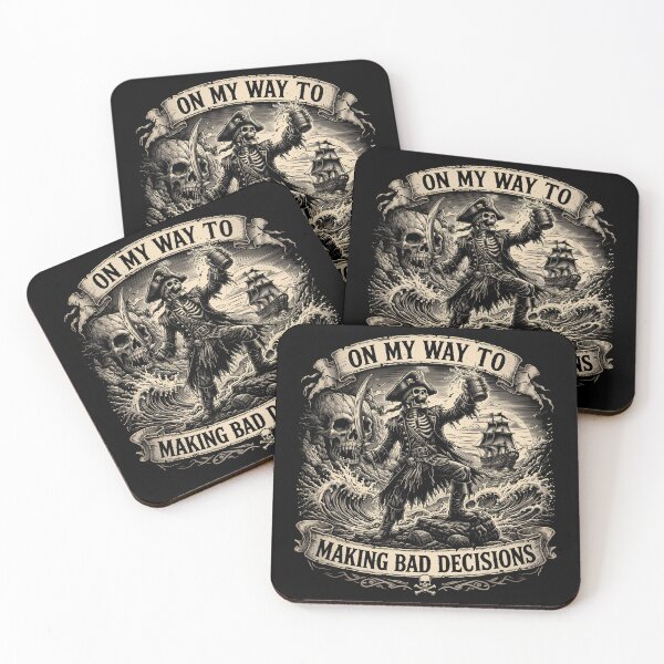 Item preview, On My Way to Making Bad Decisions Skull Pirate Vintage Style designed and sold by Kladhadredo.