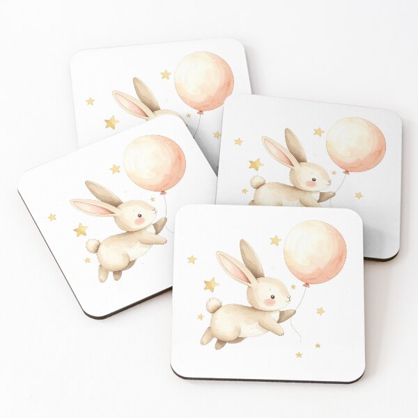 Item preview, Cute Bunny with Balloon Nursery Art designed and sold by Rutvain.