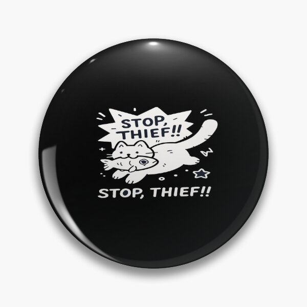 Item preview, Playful Cat Stealing Fish Design • Funny “Stop Thief” Illustration • Cute Pet Humor Artwork designed and sold by Bright Nest Studio.