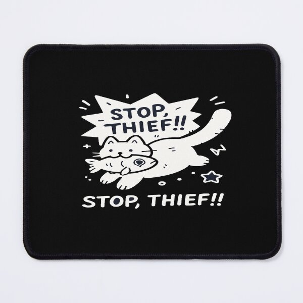 Item preview, Playful Cat Stealing Fish Design • Funny “Stop Thief” Illustration • Cute Pet Humor Artwork designed and sold by Bright Nest Studio.