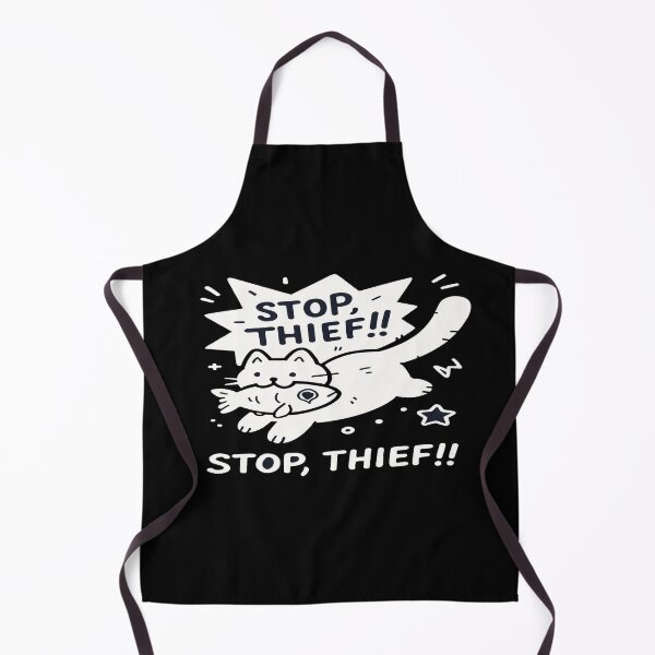 Item preview, Playful Cat Stealing Fish Design • Funny “Stop Thief” Illustration • Cute Pet Humor Artwork designed and sold by Bright Nest Studio.