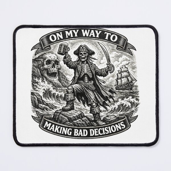 Item preview, On My Way to Making Bad Decisions funny Skeleton Dark Humor Ocean Theme designed and sold by Kladhadredo.
