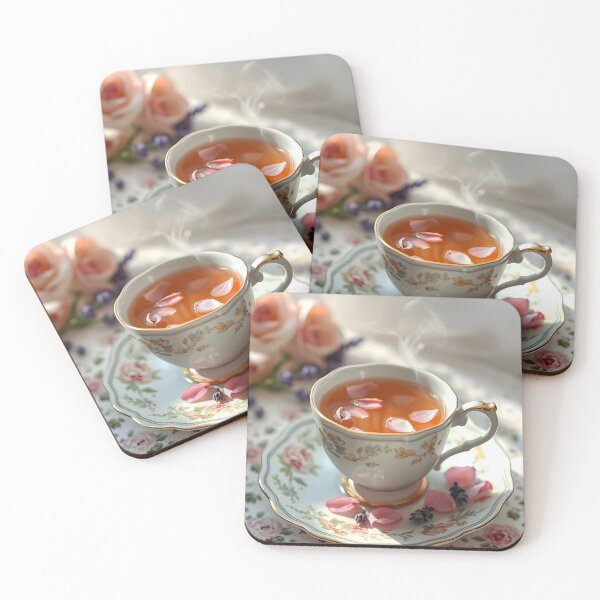 Item preview, Vintage Teacup with Hot Tea and Floating Floral Petals – Cozy Aesthetic designed and sold by EmeraldeaArt.