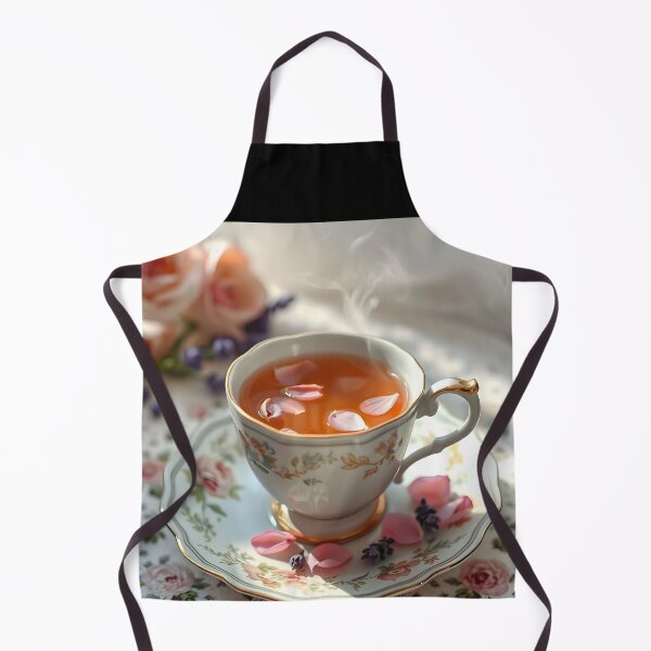 Item preview, Vintage Teacup with Hot Tea and Floating Floral Petals – Cozy Aesthetic designed and sold by EmeraldeaArt.