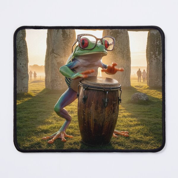 Item preview, Red-Eyed Tree Frog Plays Conga Drum at Stonehenge designed and sold by Tridentulus.