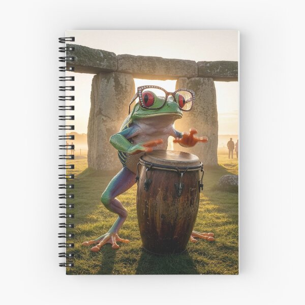 Item preview, Red-Eyed Tree Frog Plays Conga Drum at Stonehenge designed and sold by Tridentulus.