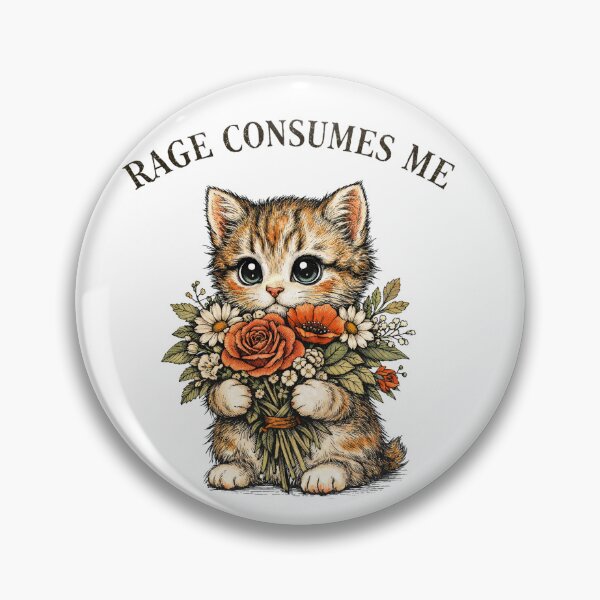Item preview, Rage Consumes Me Cute Angry Kitten with Flowers designed and sold by Kladhadredo.