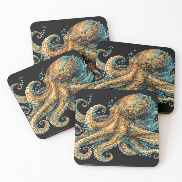 Item preview, Octopus – Majestic Ancient Ocean Intelligence | Golden Mythical Sea Creature Art designed and sold by Emoji Emblems.
