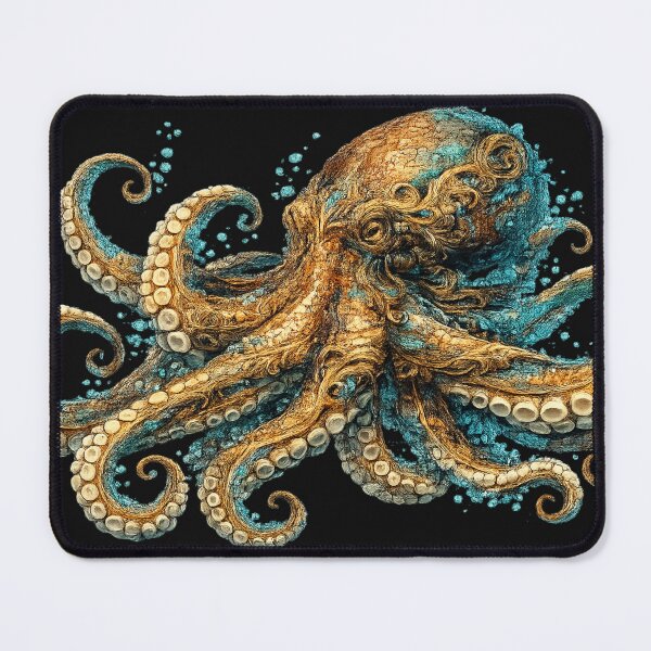Item preview, Octopus – Majestic Ancient Ocean Intelligence | Golden Mythical Sea Creature Art designed and sold by Emoji Emblems.