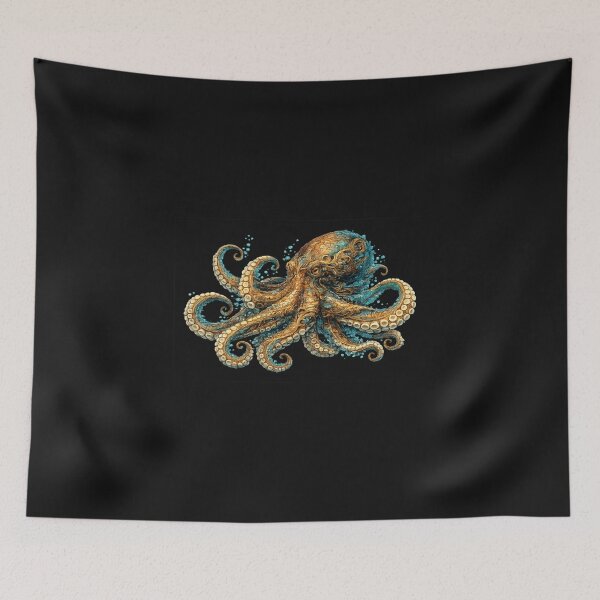 Item preview, Octopus – Majestic Ancient Ocean Intelligence | Golden Mythical Sea Creature Art designed and sold by Emoji Emblems.