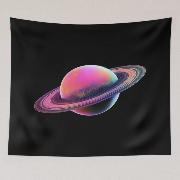 Item preview, Neon Saturn Planet Art • Vibrant Cosmic Aesthetic • Retro Sci‑Fi Space Illustration designed and sold by Bright Nest Studio.